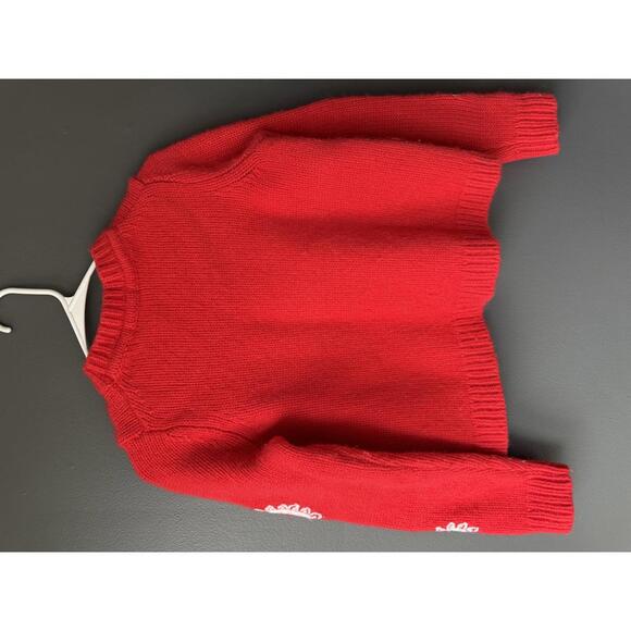 Boden Red Knit Sweater with White Embroidered Hearts, Size Small - Picture 6 of 8